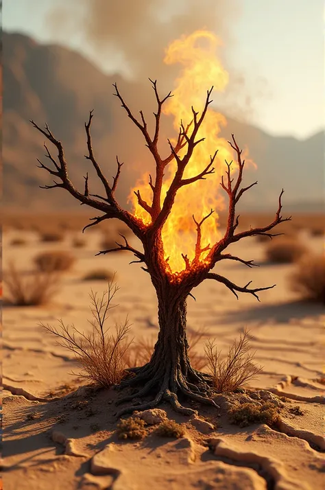 Burning dry shrub 