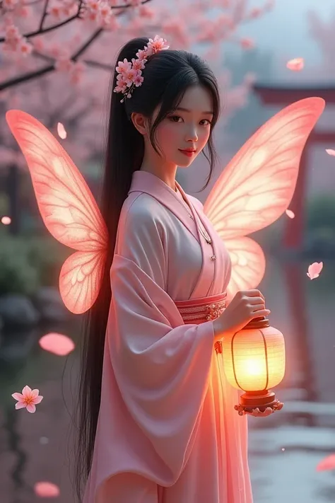 ((masterpiece, highest quality, Highest image quality, High resolution, photorealistic, Raw photo, Extremely detailed CG unified 8k wallpaper))Create a Japanese-inspired fairy with a blend of fantasy and tradition.

1. Subject: A delicate, ethereal fairy e...