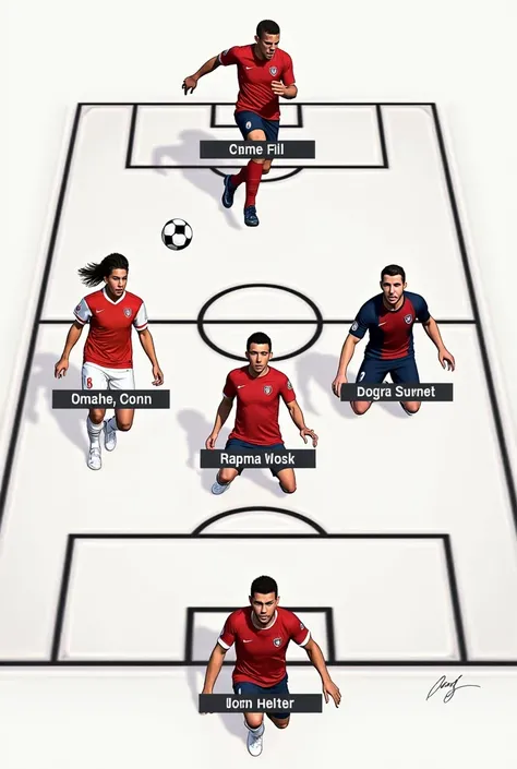 Made  a formation for my team with photo 
Players name 
1Amad (attacker
2Mazraoui(defender
3Gashaw (attacker
4Abrham(center
5Lute(goal kepper
6Sisay(defender