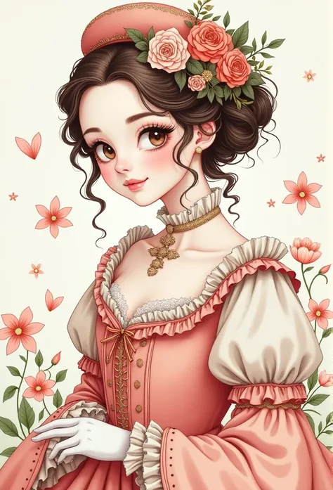 (Masterpiece), (best quality), pen illustration of Victorian Girl、kawaii girl、aniime、 1. **lo fashion**: Victorian fashion is characterized by dressy and elegant design。Ruffles and laces、corsets、Try incorporating elements such as long dresses。 2. **hairsty...