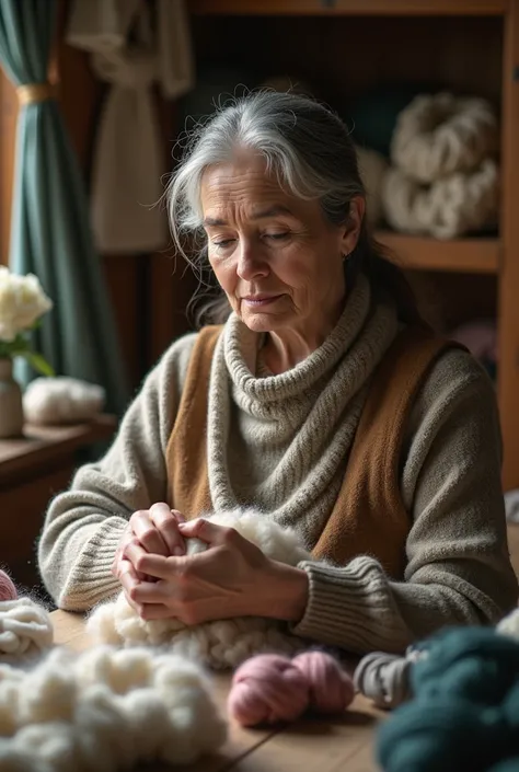 woman holding wool