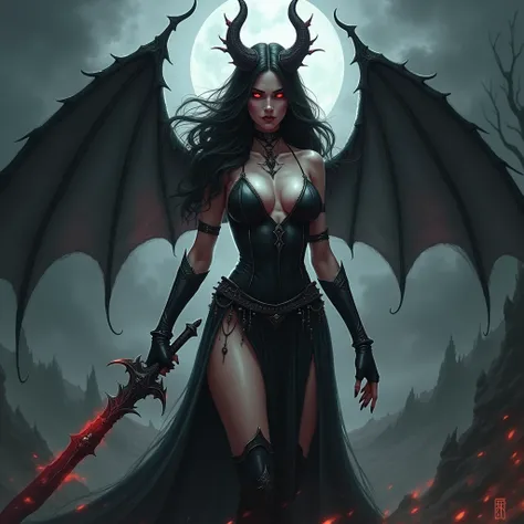 Succubus princess warrior on her terrifying nightmare