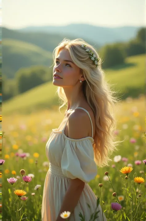 European 22 year old  young girl in the meadow