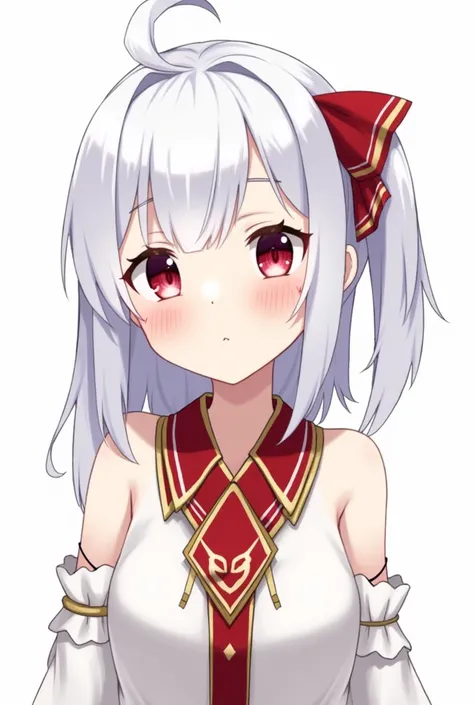 anime girl with white hair and red bow in front of white background, characters from azur lane, from the azur lane videogame, ayaka genshin impact, white haired deity, azur lane style, from girls frontline, genshin, onmyoji portrait, white-haired, genshin ...