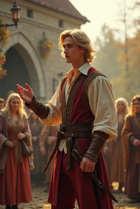 
Make a young man in a fantasy-medieval setting. Hes an actor, and a member of a traveling troupe of actors. Hes in his mid 20s, and incredibly handsome. He should look Finnish. 