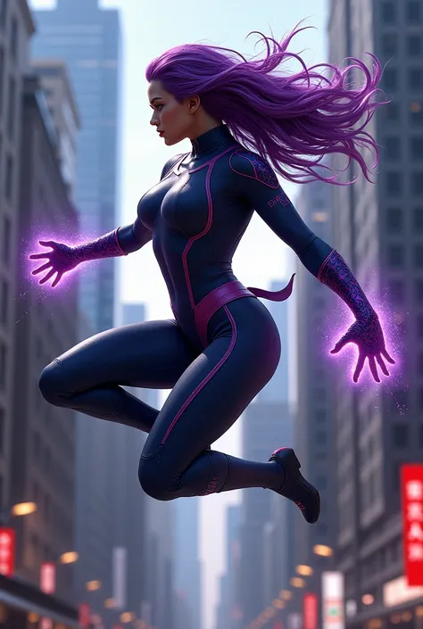 Psylocke jumpimg in the air
