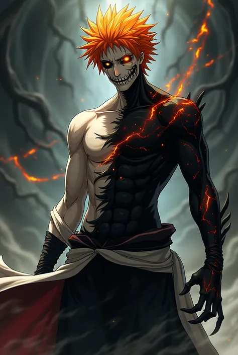 Ichigo kurosaki in half hollow form anime