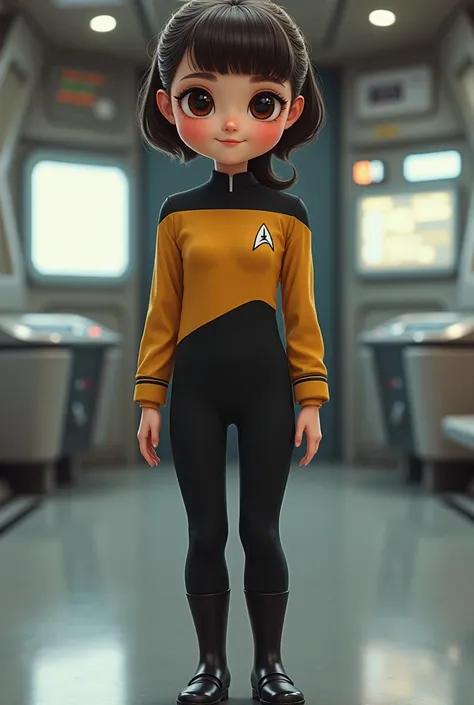 full body of cute girl from star trek in star trek uniform