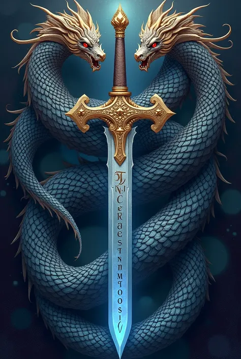  Create a cover for a book,  that have dragon scales and a sword in the center,  that inside the sword say  "The 7 constellations "