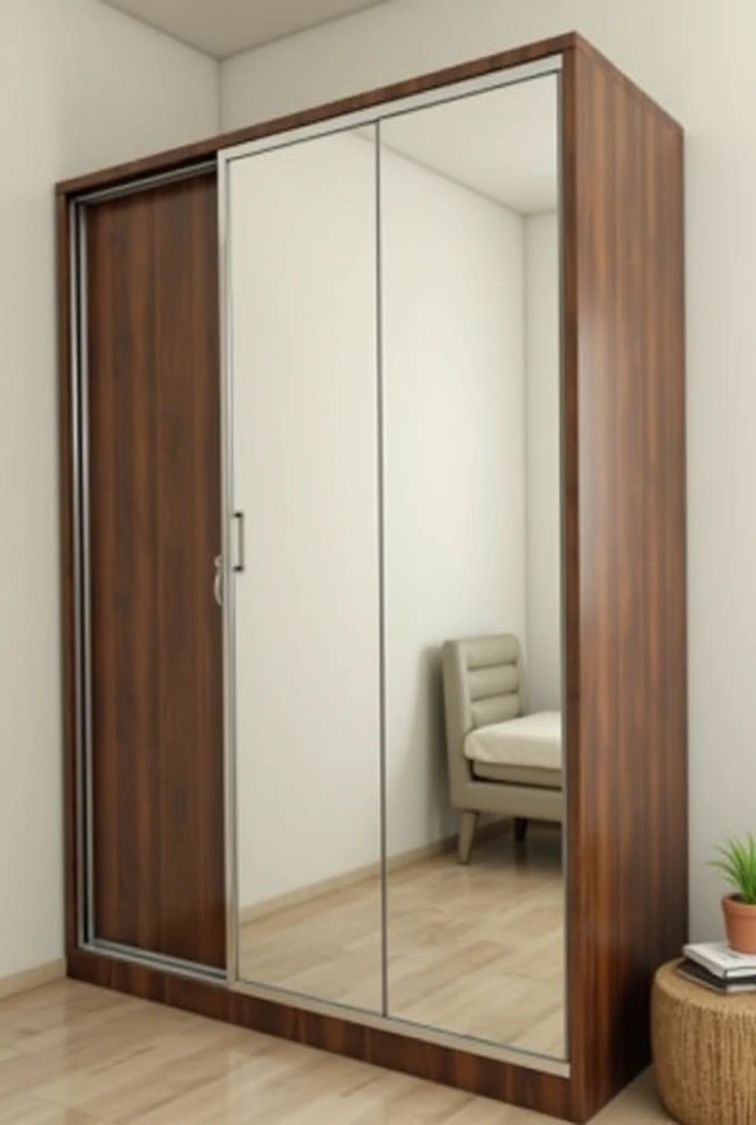 Hi please make a picture of wardrobe as around 3 feet width  and 6 feet height and 20 inches depth. The container only carry hanging staff and also it mirror glass door that not fully mirror nor fully transperant. Door must have slider. And whole front doo...