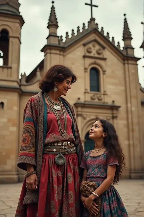 In 1800, a gypsy woman poses with her daughter in front of the church of Huércal-Overa in Andalusia.