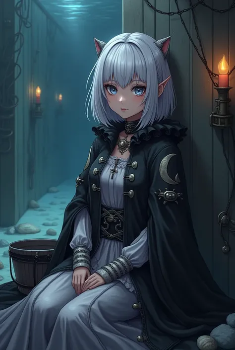 Beautiful edgy unique anime girl from the noctilurian species. Fashionable comfortable and unique clothes, 4k, high graphics, high quality, best quality, high resolution. Sharp jawline, dark lips, silver hair, oval face, small nose, sharp, pointed chin, lo...