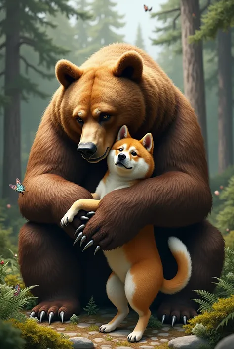 Bear huging akita more realistic 