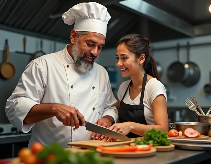 Latin chef with white Filipina