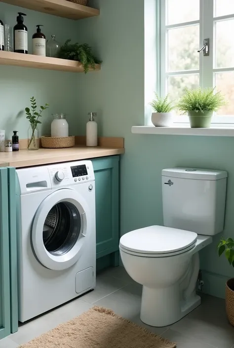  A family with a system for reusing gray water from the washing process.  This process connects the water outlet of your washing machine to a filter and specialized tank , that redirects reused water to the bathroom toilet .