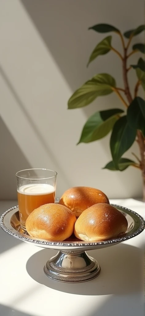 I want a nice silver communion tray picture with bread and wine