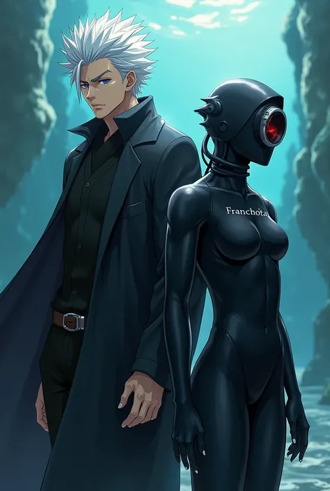 Satoru Gojo from Jujutsu Kaisen with a black diver that says Franchota