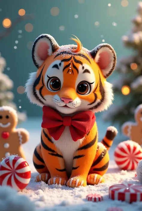 Tiger mixed with cute Christmas candy 