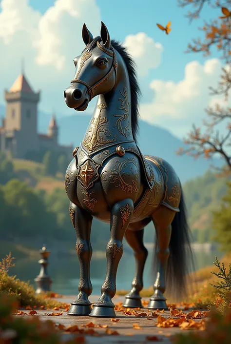 horse chess elegant with pixar style medieval armor