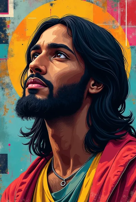 Black Jesus colorful collage for hoodie design 