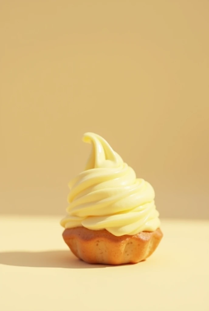 light yellow ice cream ball mounted on a little bit of ground dough