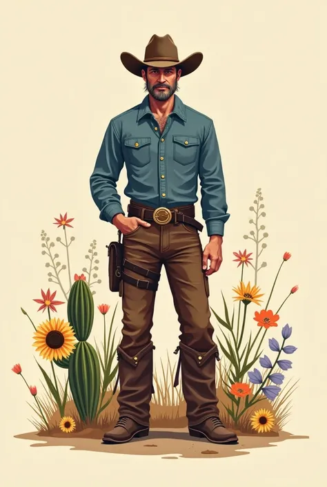  Simple vectorized cover for a cowboy mens book, containing flowers too  