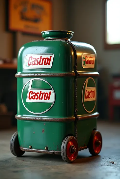  BRAND I WOULD LIKE A PHOTOGRAPH OF A MINI FRIDGE IN THE SHAPE OF AN OIL BARREL, WITH CUSTOM BOWL AND WHEELS FROM THE CASTROL  