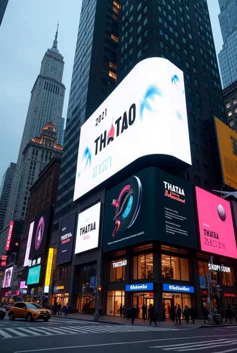 Create an image of a New York billboard written THATAO 2021