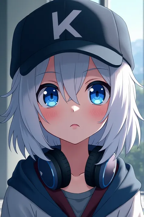 Ella es una chica de Boku no hero su pelo es blanco una una gorra negra que cubre su cara y unos audífonos 🎧 tiene ojos celestes 