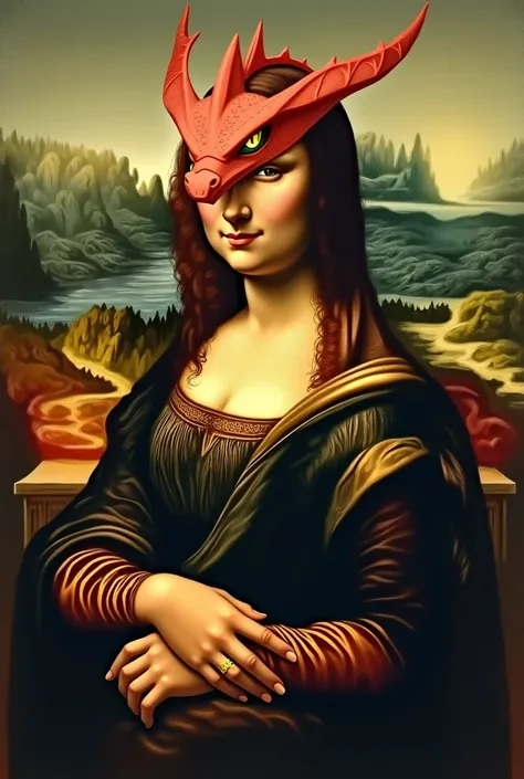 Illustration of Charizard enlivened from the painting La Gioconda