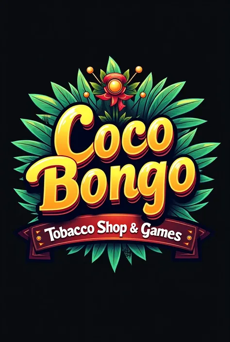 Create a logo with the name Coco Bongo tobacco shop and games 