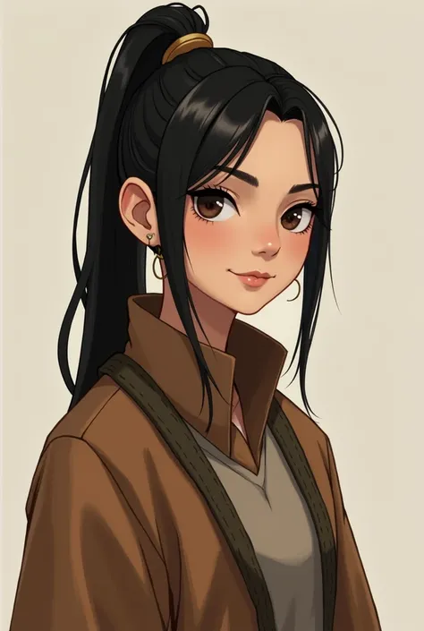 # Polima
-  *appearance*:  Polima is a young woman with straight and black hair ,  that is usually tied in a ponytail .  Her eyes are dark brown ,  full of determination and strength .  Her style is more sober than that of Paulina ,  often wears earth tone...