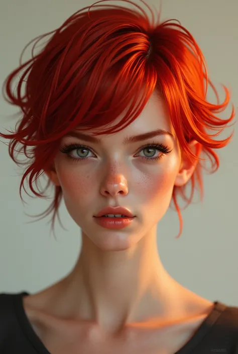 one with red hair , short 