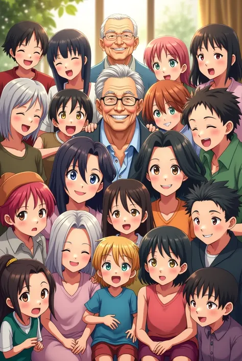 50 anime family members no background