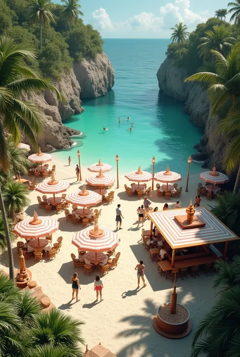 Development of a private beach for 150 people in the style of an outdoor restaurant 