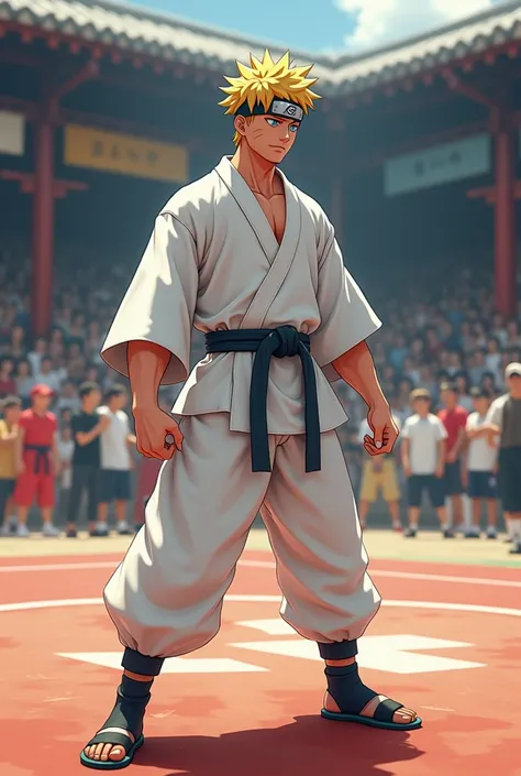 Naruto wearing white Taekwondo wrestling suit Korean wrestling 