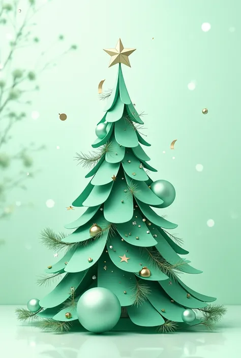  Christmas image with graphic design work elements, all in mint green colors 