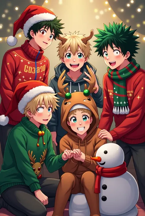 Bakusqusad  , thank you,Mine,Sero, Kirishima,Jirou,  bakugou in Christmas attire 