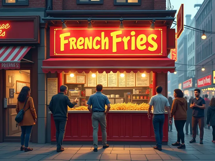  real image of a business, sale of French fries 