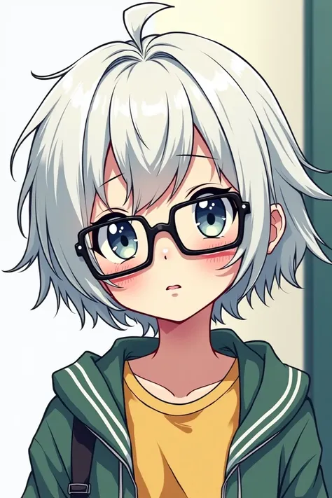 creates. A girl with short white hair and wearing high school glasses

Manga version