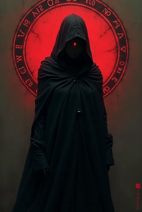 A woman whose silhouette speaks of a perfection that borders on the unreal stands shrouded in mystery. Her complexion is devoid of life, yet stark against this pallor is one eye that gleams with a crimson hue, hinting at a connection to the esoteric mark o...