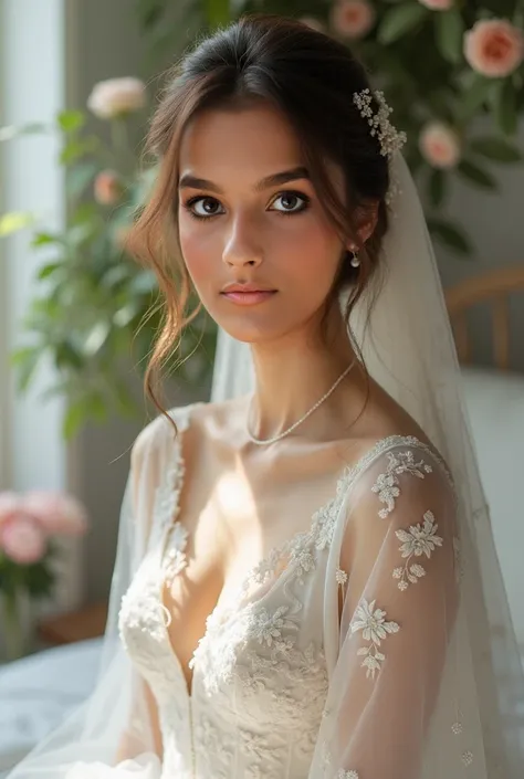 A beautiful girl White color bridal hairstyle