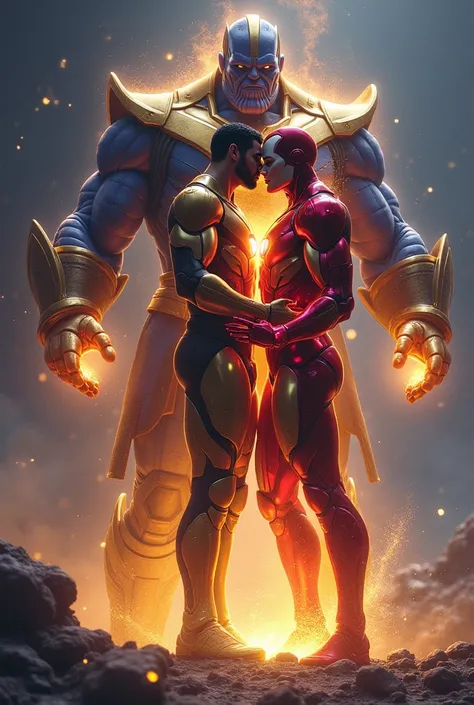  IronMan and thanos making love to each other with their powers Thanos must have felt light in front of IronMan powers 