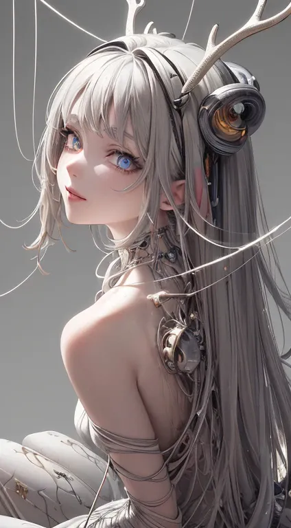 (((masterpiece))), ((( top quality ))), (( ultra detail )), (highly detailed CG illustration), (( extremely delicate and beautiful )),(from side),Cinematic Light,((one mechanical girl)),Alone,whole body,(Mechanical hinge:1.2),((Mechanical blood vessels on ...