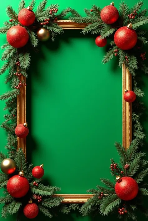 a striking Christmas frame with a green background that doesnt match much