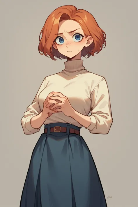 score_9, score_8_up, score_7_up, score_6_up, source_anime, zPDXL, Perfect Hands,  perfecteyes, BREAK
1girl, solo, fourty-something east asian woman oval face   pointed nose   blue large  eyes  birthmarks kinky redhead  topknot or bun  casual turtleneck wra...