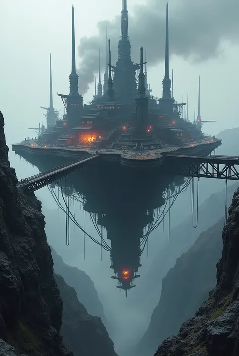  Floating City 

• Aesthetics :  Brutal black metal structures ,  flaming forges and sturdy suspended bridges.

• Location : Over the Urals ,  representing the weight of mountains and minerals .
