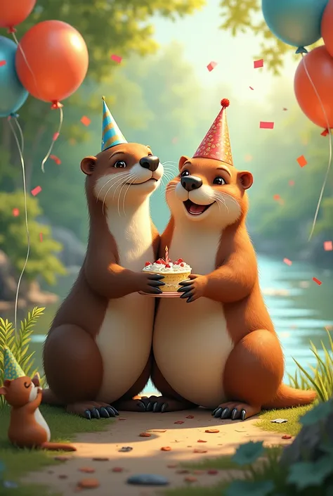 Otter with capybara on birthdays 