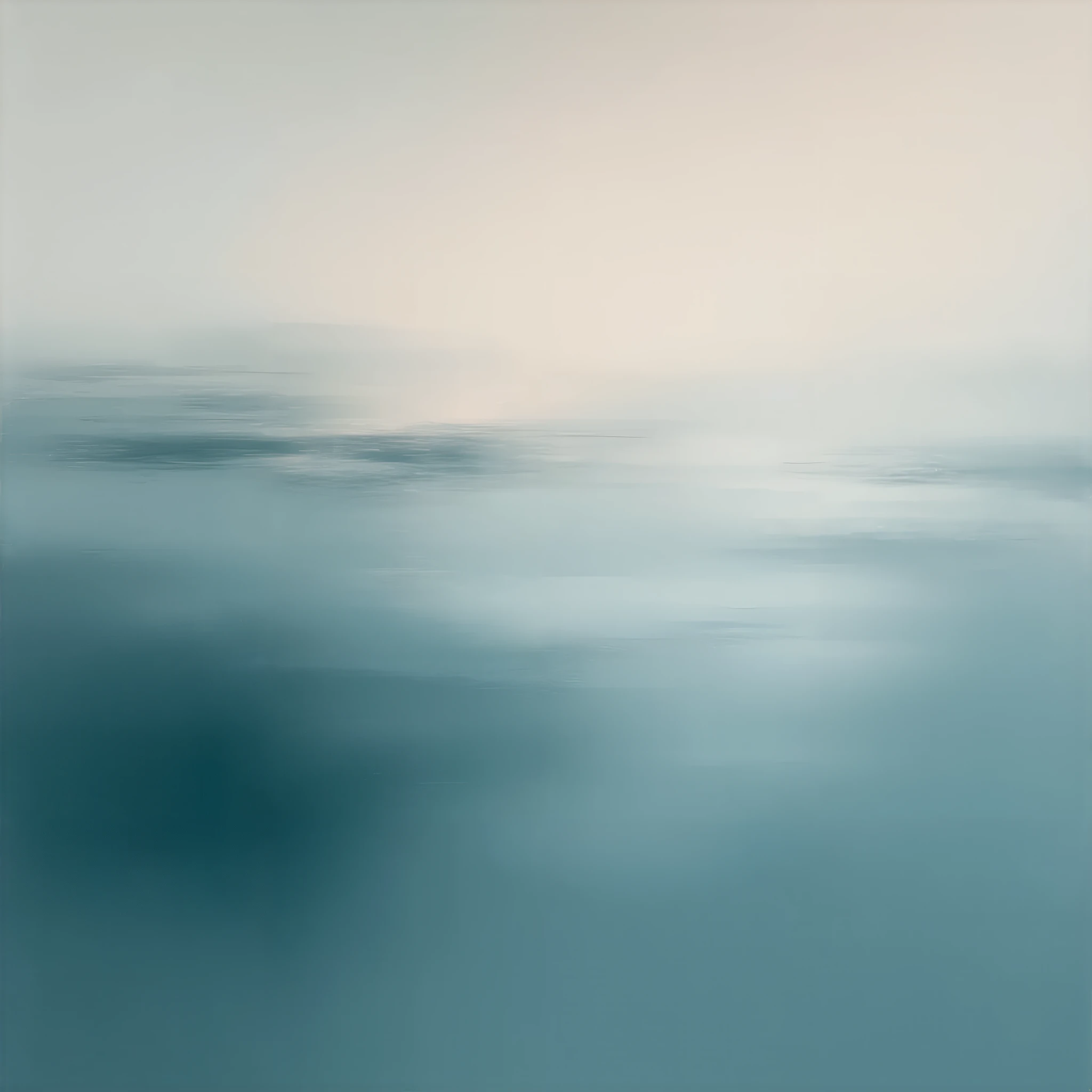 Analyzing the artwork, describe the subtle color palette, reminiscent of Claude Monets impressionist style, where soft gradations of hue evoke a dreamy atmosphere. Discuss the ambiguous boundaries between the sea and sky, and explain how the artists use of...