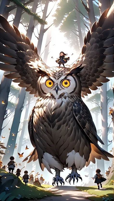  Boy RIDING A GIANT OWL , Hzk,   Ultra Miniature Girl  , 